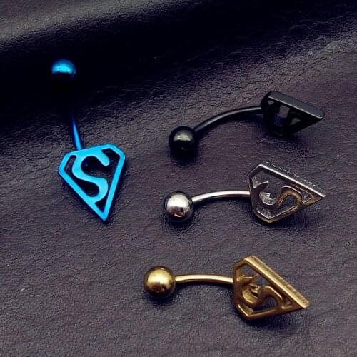 1pcs Gold/Silver/black Plated Simple Triangle S Logo Navel Belly Button Rings Sexy Summer Body Piercing Jewelry