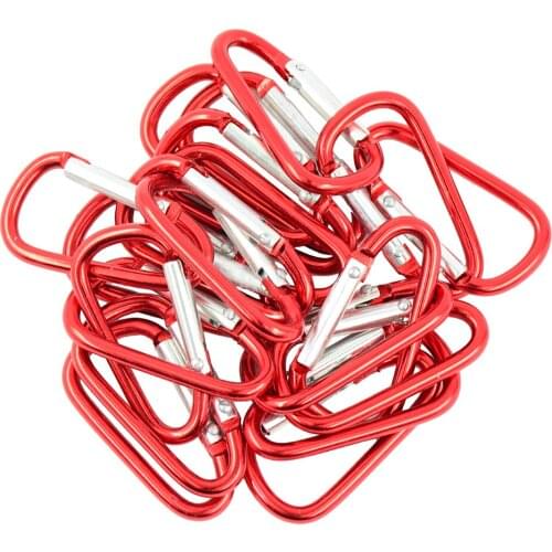20pcs Aluminum Carabiner D-Ring Key Chain Clip Hook Red Color 4.6 x 2.5 cm