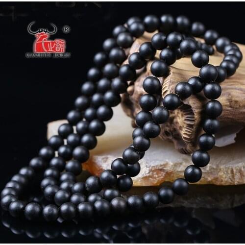 20PCS prayer beads round hand string black buffalo horn vintage hand chain beads DIY handmade necklace bracelet. Hole 1.5mm