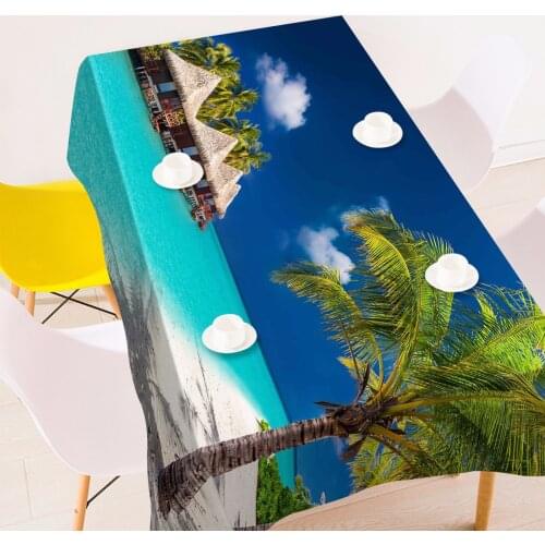 3D Beach Tablecloth Table Cover Cloth Birthday Party Décor