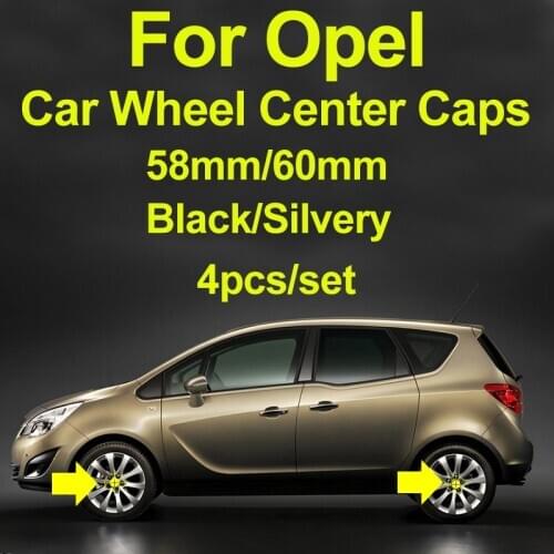 4pcs/set 58mm 60MM for Opel Astra Antara Vectra Zafira Agila Meriva Car Wheel Center Hub Caps Car Emblem Badge Car Accessories