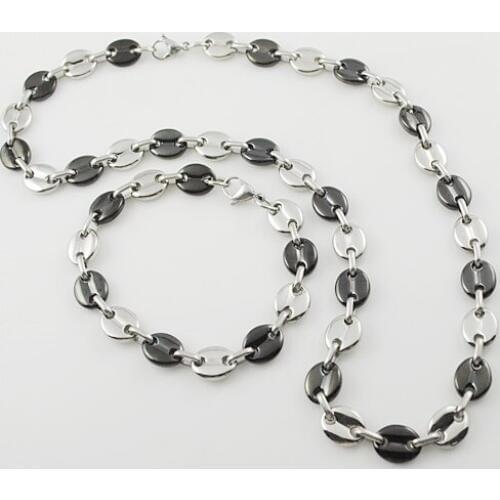 55.5cm 21.5cm Beads Jewellery Set For Men Fashion Flat Necklace/Bracelet High Quality 2017 Accessory bijioux