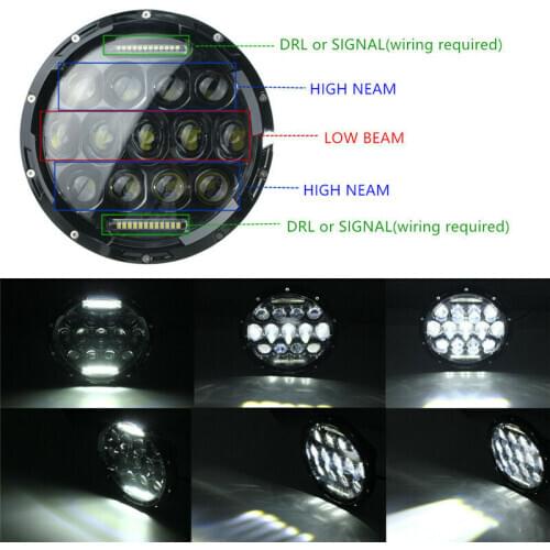 7" Round LED Headlight Bulb 75W Motorcycle Headlight Projector Car Light For Jeep TJ JK 4 Door JK 2 Door Unlimited Land Rover