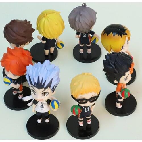 8pcs/set Anime Haikyuu Figure Toys Haikyuu Hinata Shoyo Tobio Kageyama Action Model Figure Cute Q Version Collection Model Toys