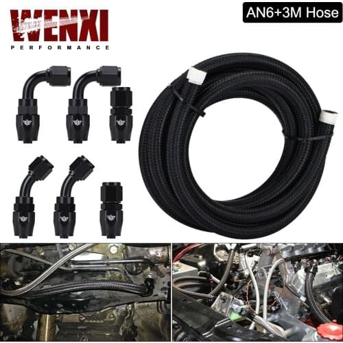 0/45/90Degree Hose Adaptors Aluminum Hose Ends Fitting -6AN Stainless Steel Oil Fuel Hose Line 3Meter Oil Cooler Kit AN6