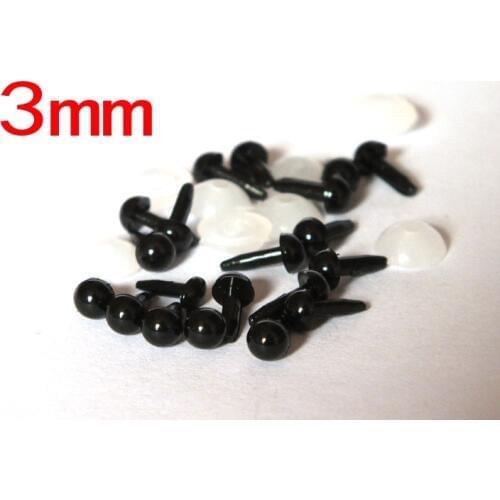 Free shipping!!! 100pcs/lot 3mm round full black color safety eyes fit diy doll