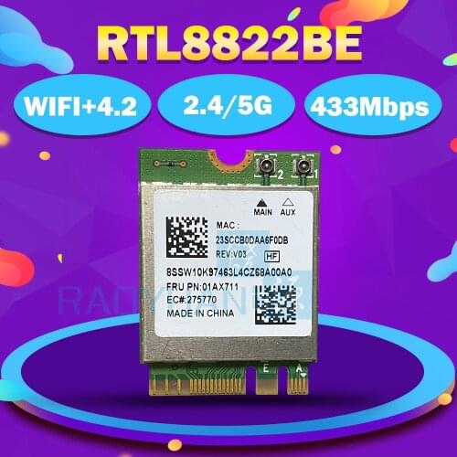 Hot RTL8822BE NGFF 802.11ac 2.4G/5GHz Wireless Wifi Card+Bluetooth 4.1 FRU: 01AX711 For Thinkpad DELL ASUS Toshiba