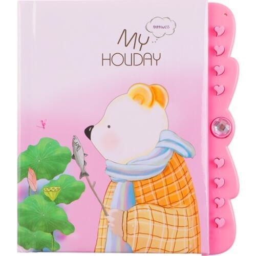 Children Students password notebook gifts, school logbook animal print, smart lovely locking journal diary 15x12.8cm