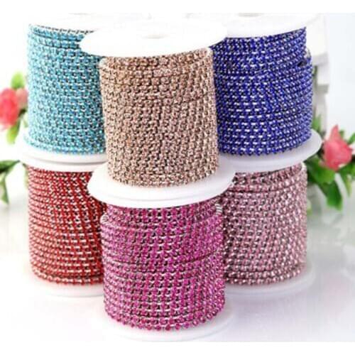 10 meters 2/2.5/2.8/3mm Multi-color Base Claw High Density Rhinestone Cup Chain For DIY Craft Sewing Clothes Accessories