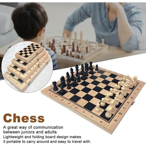 3 IN 1 Wooden Folding Chess Set Felted Game Board Interior for Storage Adult Kids Beginner Gift Family Game Chess Board