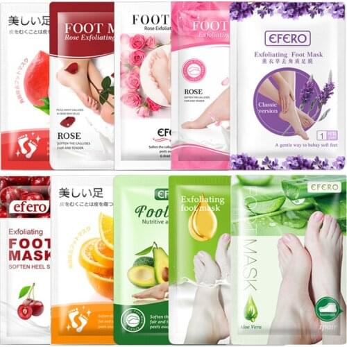 EFERO 20Pair Foot Mask Peeling for Legs Scrub Exfoliating Feet Mask Socks for Pedicure Anti Crack Heel Remove Skin Foot Patch