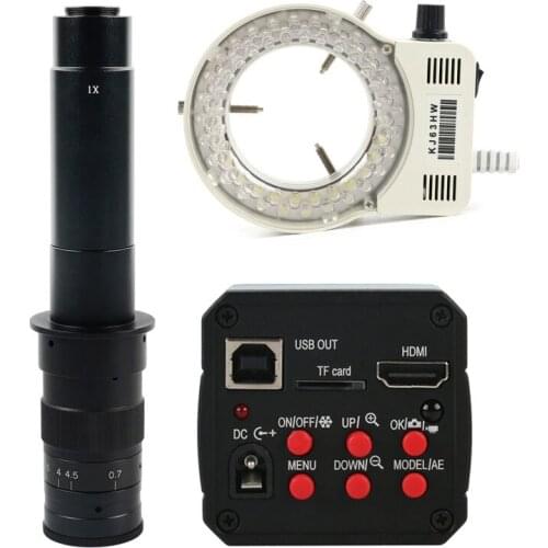 FHD 18MP HDMI USB Industrial Electronic Digital Video Microscope Camera 180X 300X C Mount Lens For Lab Phone PCB Soldering