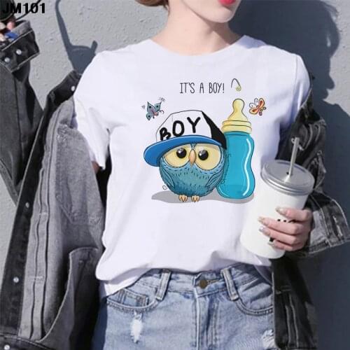 Kawaii Owl Print Ladies T-shirt Summer Harajuku Women Anime Pattern Tops Tshirt Casual Fashion Short Sleeve Female White T Shirt