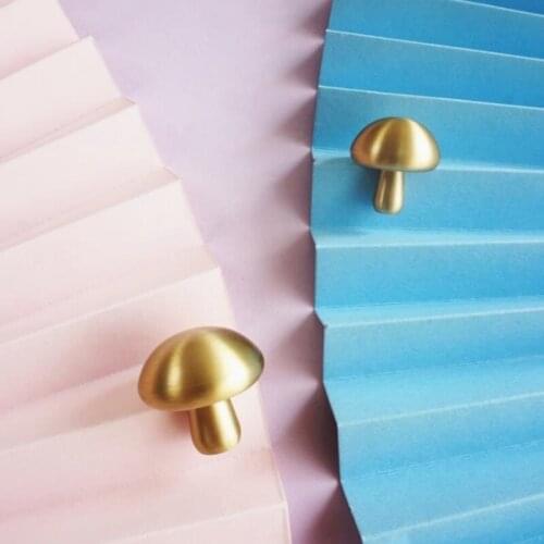 LCH Nordic Style Mushroom Solid Brass Cabinet Knob Drawer Pull Furniture Handles Mini Brass Knob Clothes Hook Solid Brass Knob