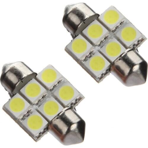Hot 2X 31mm 6 SMD 5050 LED Car Interior e Festoon C5W Super White Light Lamp Bulb