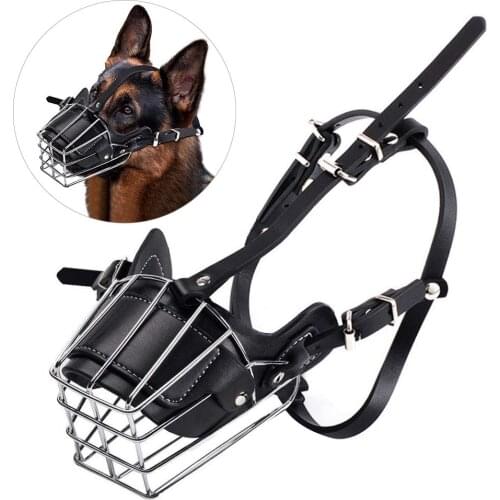 HOT SALES!!! Pet Dog Mouth Breathable Adjustable Anti-Bite Metal Muzzle Protection Cover Breathable Anti-Bark Training Products