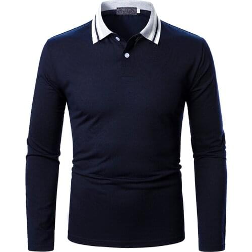 2021 Autumn Mens Polo Shirt Fashion Solid Color Business Casual Social Long Sleeve Polo Shirt Casual Button Loose Mens Tops