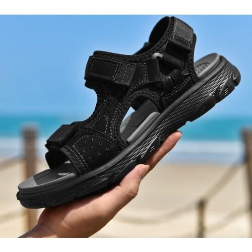 M2021 Summer Sandals Men Lightweight Outdoor Beach Casual Shoes Genuine Leather Roman Walking Footwear Soft Slippers Sandalias