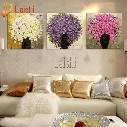 3pcs 5D DIY Diamond Painting Doodle flowers cross stitch full square/round drill diamond embroidery mosaic painting home decor