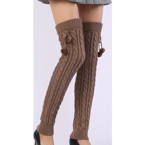Winter Womens Long Tube Socks Thigh High Knitted Woolen Piles Of Socks Warm Fashion Female Leg Cover