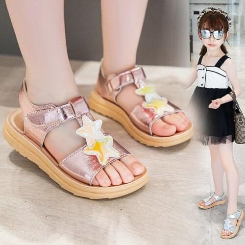 New Girls Sandals Cartoon Stars Rubber Childrens Shoes Big Boy Cute Soft Bottom Beach Shoes