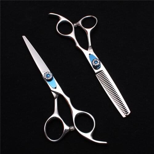 2Pcs / 1PairC1015 6" 17.5cm Stainless Engraving Logo Professional Barber Scissors Cutting Scissors Thinning Shears Hair Scissors