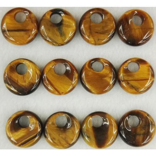 Wholesale good quality natural tiger eye stone beads gogo donut charms pendants beads for jewelry necklace making 24pcs free
