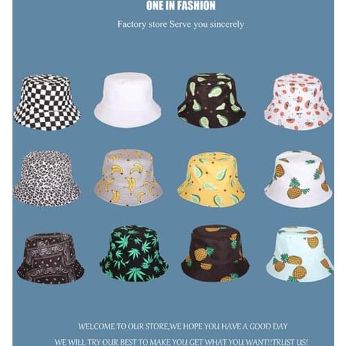 Panama Leaf Print Bucket Hat Hip Hop Fisherman Reversible Hat Men Women Outdoor Summer Casual Bob Chapeau Visor Bucket Cap