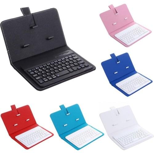 Portable Bluetooth Wireless Keyboard for iOS Android iPhone Laptop Computer Wireless Bluetooth Keyboard with Faux Leather Case