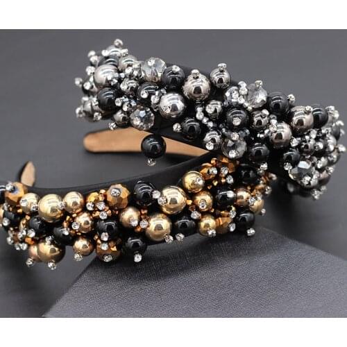 Fashion personality size irregular particles beads beads dance ball headband Baroque luxury heavy water headband 760