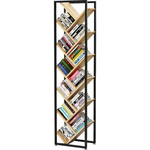 Simple Floor-standing Wrought Iron Bookshelf Space-saving Bedroom Bookcase Nordic Simple Tree-shaped Childrens Bookshelf Shelf