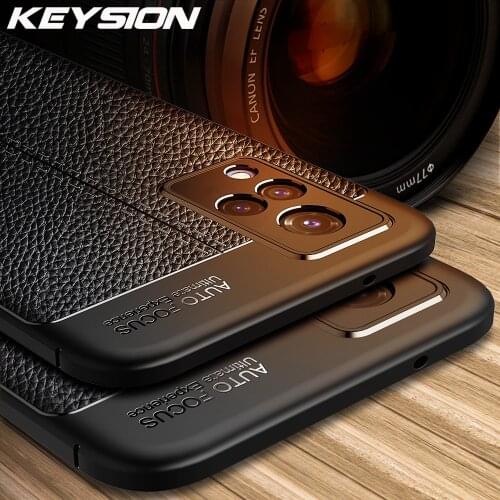 KEYSION Shockproof Case For VIVO V21 5G V20 Pro V20 SE leather texture soft silicone Phone back cover for VIVO X60 X60 Pro+ Plus