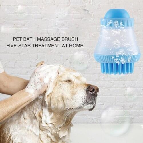 Pet Dog Cat Bath Massage Brush Scrubber Pet Dog Shampoo Dispenser Silicone Brush Comb Bathing Cleaning Tools Supplies