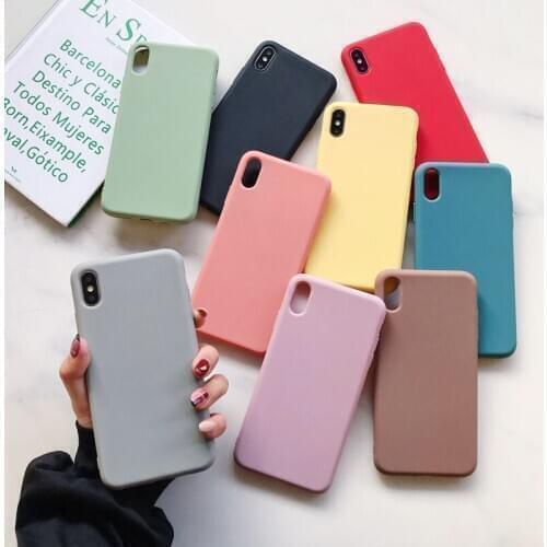 Solid candy color silicone case on for xiaomi redmi go note 7 note7 pro cute tpu phone back cover coque funda