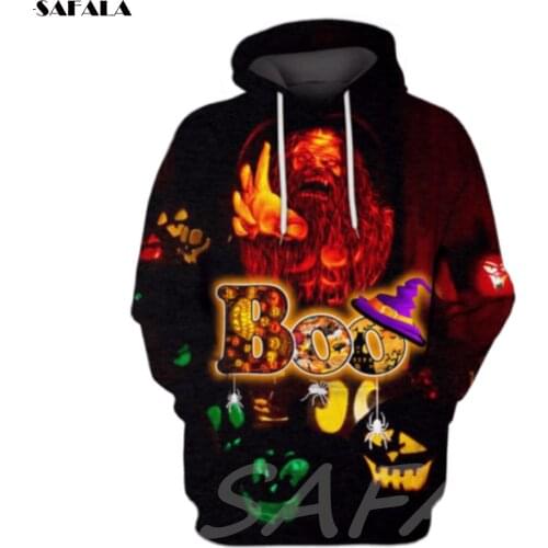 Happy Halloween Skull Boo Fire 3D Printed Hoodie Man Female Zipper Pullover Sweatshirt Hooded Jersey Streetwear Tracksuits