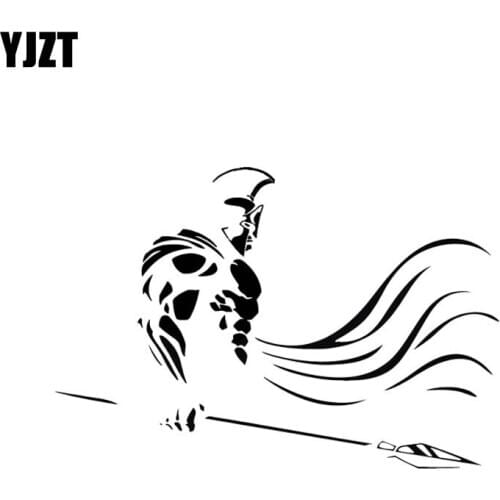 YJZT 15*10.1CM Fashion Handsome Roman Soldier Covering The Body Cool Warrior Decal Black/Silver Car Sticker Vinyl C20-1716