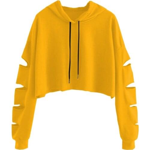 Hoodies Women Sweatshirt Casual Cut Long Sleeve Hoodie Jumper Pullover Solid Blouse Sweatshirts S-XL Sudaderas Moletom Feminino