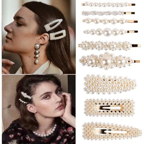 New Fashion Korea Imitation Pearl Barrettes Hair Clip for Women Ladies Crystal Hairgrips Hair Pins Hair Accessories Jewelry