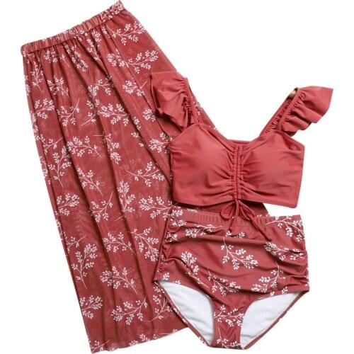 2021 Women Summer Sexy Bikini Set with Skirt Bathing Suit Swimming Beachwear Swimsuit Biquini Swimwear Holiday Wear Swim Suits