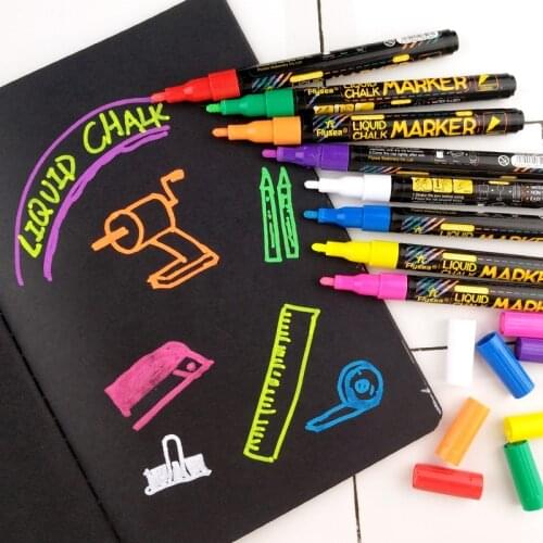 1 Pcs 1.0mm Fine Word Colorable Liquid Chalk Small Blackboard Marker Pen Electronic Painting Highlighter Light Plate Pen