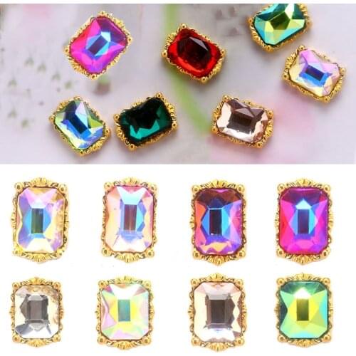 10pcs/set 3D Rhinestones Charm Nail Art Metal Decorations Crystal Alloy 8*11mm Diamond Stones Gem Nail Jewelry Accessoires JE342