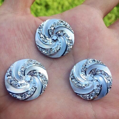 New Silver 12pcs 25mm Resin Round Flower Flatback Rhinestone Wedding Buttons DIY Crystal Strass -E905