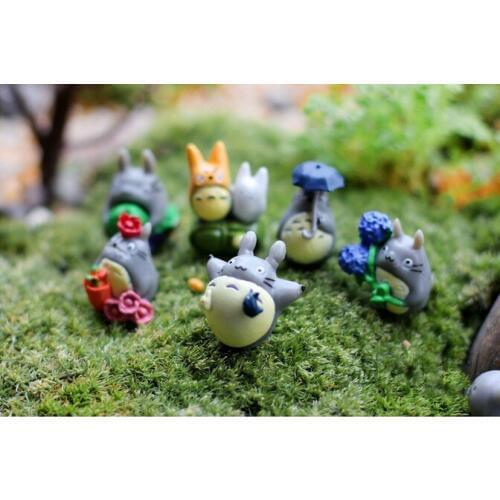 12PCS/LOT Totoro Miniatures for Mini Garden Fairy Garden Decoration Resin Figure Crafts DIY Micro Landscape KS 011