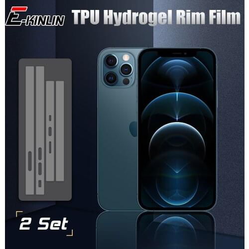 2sets Hydrogel Frame Sticker Film Matte Clear Rim Protective Film For iPhone 12 mini TPU Border Side Film For iPhone 12 Pro Max