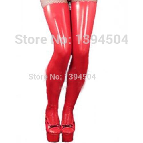 2017 Promotion female Costumes solid color Dress Sexy handmade Latex Socks Women Fetish Stockings Long Stockings Free Shipping