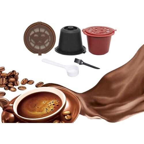 3 PCS Coffee Filter 20ml Reusable Refillable Coffee Capsule Filters For Nespresso With Spoon Brush Kitchen Accessories