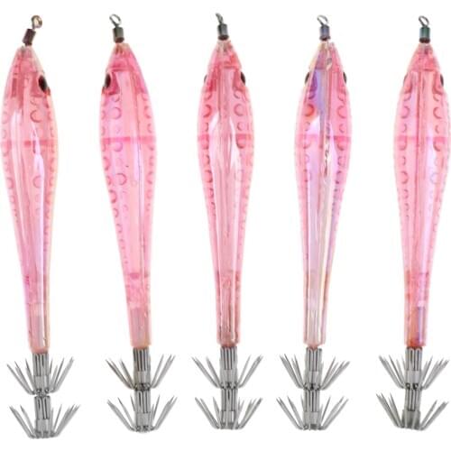5pcs Noctilucent Squid Lure Hook Cuttlefish Saltwater Fishing Lure Hard Baits 9.5cm Glow in Dark Fishing Tackle