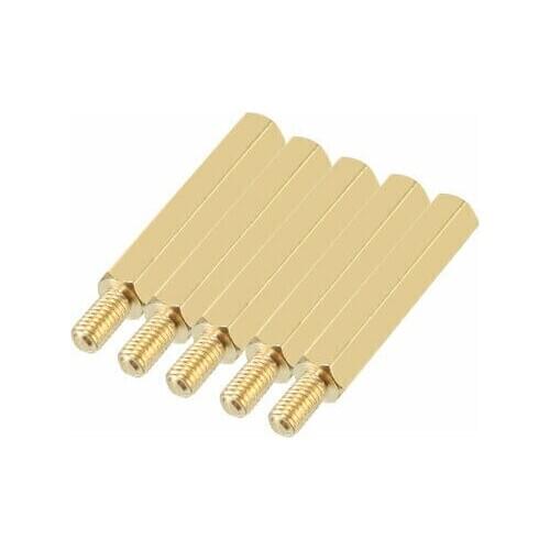 50pcs M3 25+6mm Female Male Thread Brass Hex Standoff Spacer Screws PCB Pillar