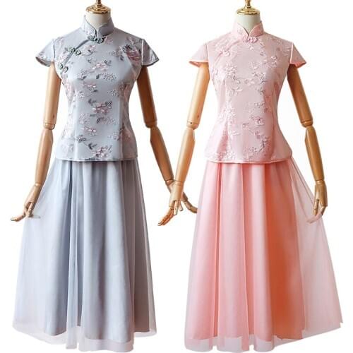 African Pink Long Bridesmaid Dusty Blue Sexy Prom Gray Plus Size Junior Chinese style Bridesmaid Dresses Wedding Guest Dress 158