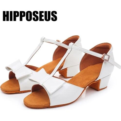 Hipposeus Children Dance Shoes For Girls Women Ballroom Latin shoes Ladies Modern Tango Dancing Performance Shoes Salsa Sandals